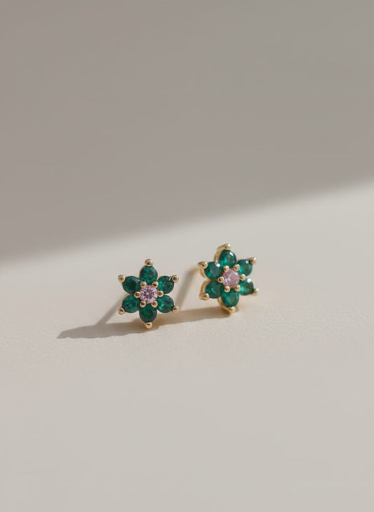 Brinco florzinha esmeralda