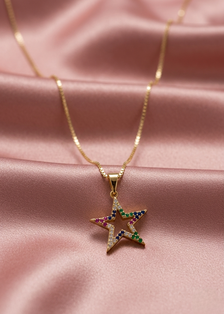 Colar estrela colorida