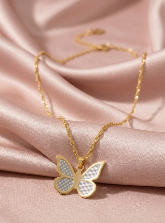 Colar borboleta rodio